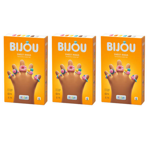 3PK Hey Clay Bijou Sweet Rings Modelling Set w/6 Colours & 2 Tools 3y+