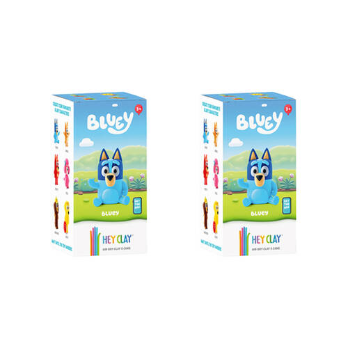 2PK Hey Clay Bluey Single Character Kids Modelling-Clay Set 5 Coloured Cans