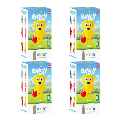 4PK Hey Clay Bluey Single Character Kids Modelling-Clay Set 5 Coloured Cans Lucky 