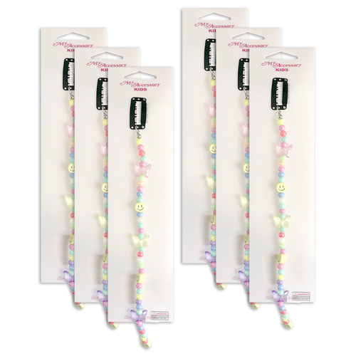 6x My Accessory Kids 26cm Hair Extension Hair Clip Smiley Pastels