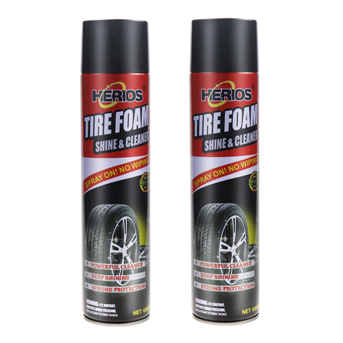 2PK Herios 650ml Tire Foam & Shine Car/Auto Tyre Cleaner Spray