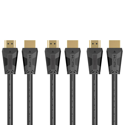 3PK Cruxtec 1m Premium High Speed HDMI 2.0 Cable with Ethernet - Black