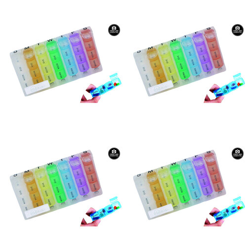 4PK Advance Protect Pill Box 7 Day Multi Colour 11X19.5Cm
