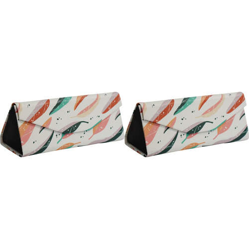 2PK LVD Gum Leaves PU/Cardboard 16cm Eye-Glasses Case Triangle