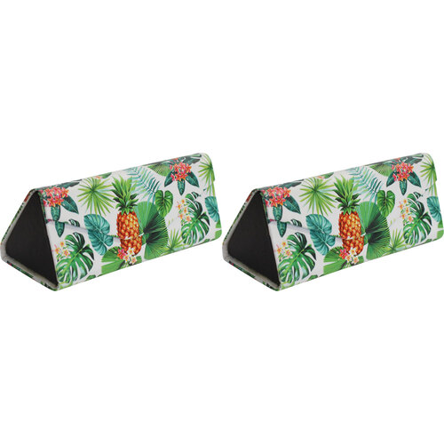 2PK LVD Pineapples PU/Cardboard 16cm Eye-Glasses Case Triangle