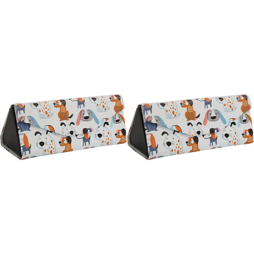 2PK LVD Puppy School PU/Cardboard 16cm Eye-Glasses Case Triangle