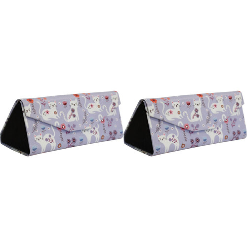 2PK LVD Fancy Felines PU/Cardboard 16cm Eye-Glasses Case Triangle