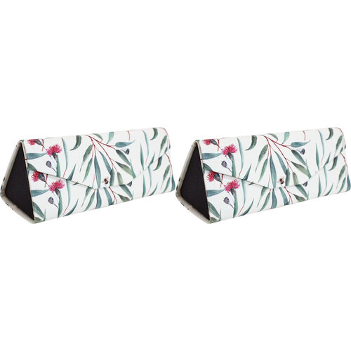 2PK LVD Gum Leaves PU/Cardboard 16cm Eye-Glasses Storage Case Triangle
