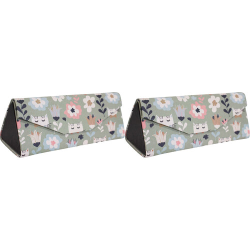 2PK LVD Cats PU/Cardboard 16cm Eye-Glasses Storage Case Triangle