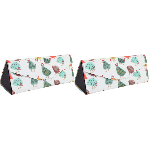 2PK LVD Cluckers PU/Cardboard 16cm Eye-Glasses Storage Case Triangle