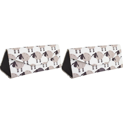 2PK LVD Sheep PU/Cardboard 16cm Eye-Glasses Storage Case Triangle