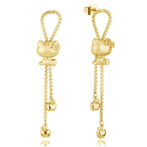 Couture Kingdom San Rio Hello Kitty Apple Drop Earrings 7cm - Gold