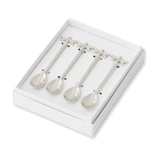 4pc Pilbeam Living Dragonfly Cocktail Spoons Silver