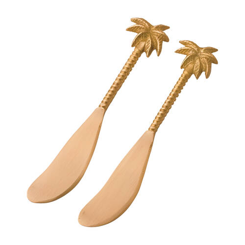 2pc Pilbeam Living Palmera Spreader Butter/Cheese Tableware Gold Brass 14cm