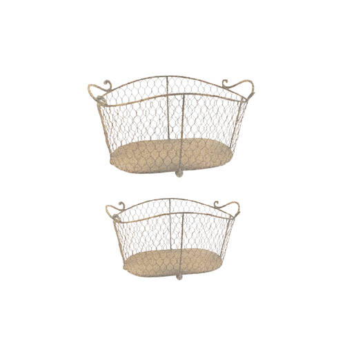 2pc Darlin Metal Oval Arch Wire Baskets Kitchen Table Decor Rust Finish