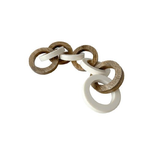 Darlin Tipu Linked Chain Table Indoor/Outdoor Decor 50x10cm Wood & White Resin