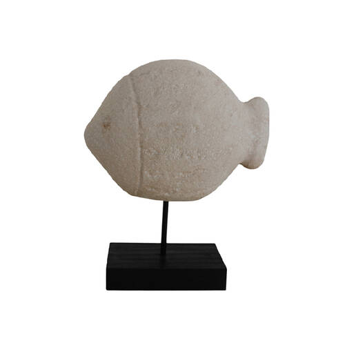 Darlin Stone Fish on Stand Home Office Table Decor 19.5x16.5cm Matte Off-white