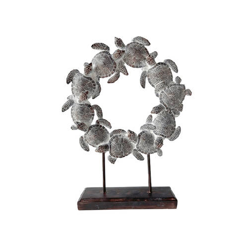 Darlin Ring of Turtles Home Office Table Decor 36.5x29cm Matte Brown