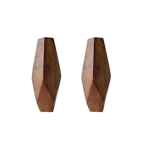 2PK Darlin Handmade Lincoln Timber Vase Home Office Decor 25x7.5cm Walnut Stain