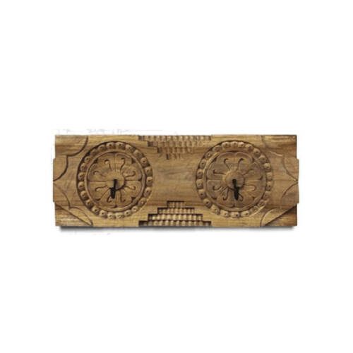 Darlin Carved Wooden 2 Hook Rail Home Office Decor 35x12.5cm Brown