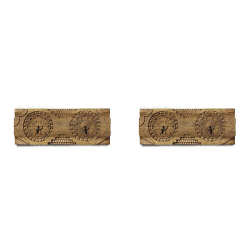 2PK Darlin Carved Wooden 2 Hook Rail Home Office Decor 35x12.5cm Brown