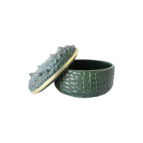 Darlin Eden Faux Aligator Skin Keepsake Round Box 14x9cm