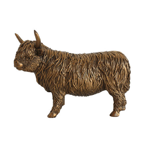 Darlin Highland Cow Home Livingroom Table Decor 18x25cm Matte Gold