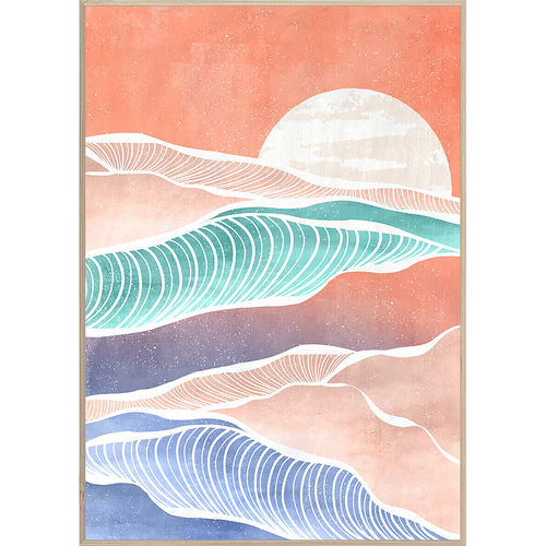 Rayell 40x60cm Framed Artwork Canvas Wall Art - Line Art Landscape
