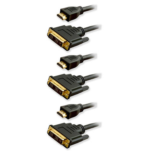 3x Sansai 2m HDMI Plug to DVI Plug Cable