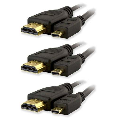 3x Sansai 2m HDMI Plug to Micro HDMI Plug Cable