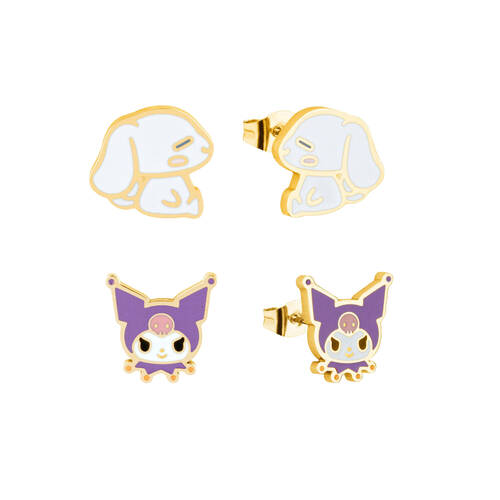 ECC Sanrio Cinnamoroll Stud Earrings - Gold Plated - White & Purple