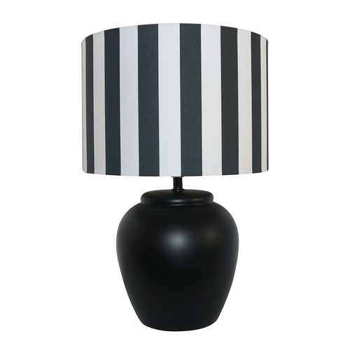Maine & Crawford Camdyn 43cm Stripe Ceramic Table Lamp - Black