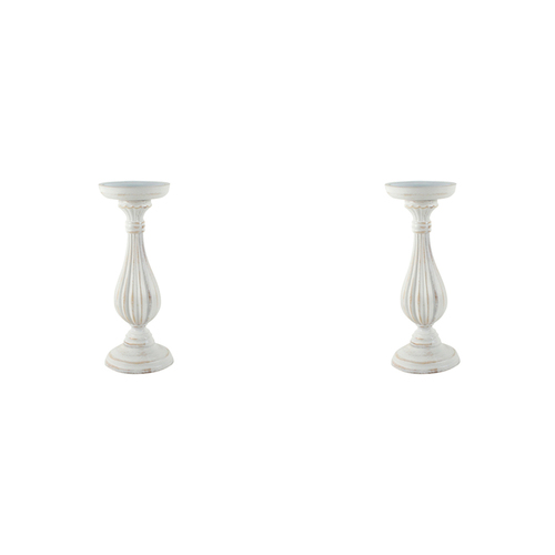 2PK Maine & Crawford Harlen 28x10cm Wooden Candle Holder - White