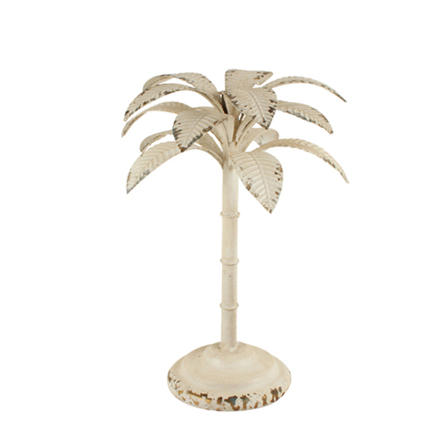 Maine & Crawford Hodges Iron Palm Tree 39x25cm Candle Holder Antique White