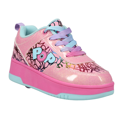 Heelys Pop Strive Girls Kids/Youth Size 1 US Wheel Shoes Pink/Clear/Water/Multi