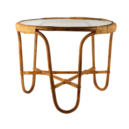 Maine & Crawford Alexas 60cm Coffee Table w/ Glass Top - Natural
