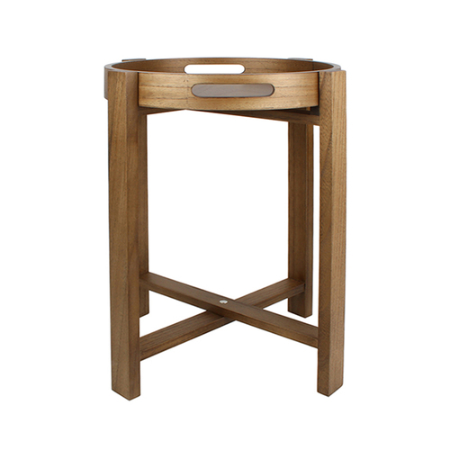 Maine & Crawford Minlaton 52x40cm Pauwolnia Wood Table - Brown