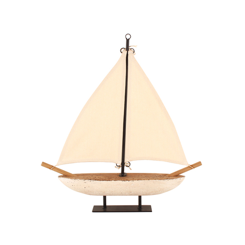 Maine & Crawford Henderix 47x43cm Wood Boat Model - White