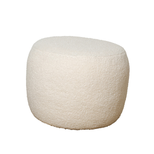 Maine & Crawford Talia 50cm Round Teddy Plush Foot Stool Pouf - White