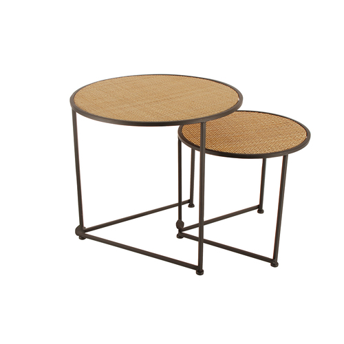 2pc Maine & Crawford Lieo 36/46cm Round Nesting Side Table - Matte Black