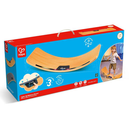 Hape Light-Up Ride On Kids Wooden Balance Board w/ 3 Built-In Games 18M+