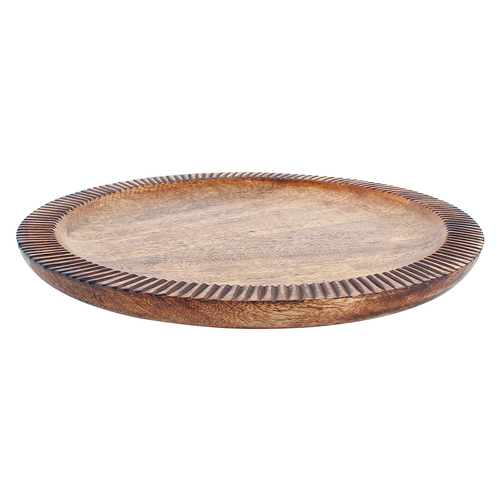 Maine & Crawford Iblis 34cm Mango Wood Round Plate - Natural
