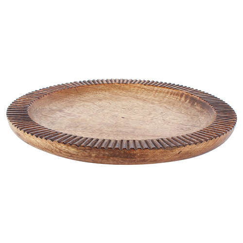 Maine & Crawford Iblis 30cm Mango Wood Round Plate - Natural