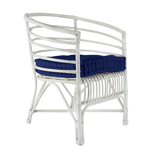 Maine & Crawford Heeli 80x70cm Cane Chair w/ Cushion - White