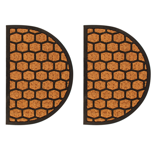 2PK Home Expression 60x40cm Curved Coir Mat Home Carpet - Natural