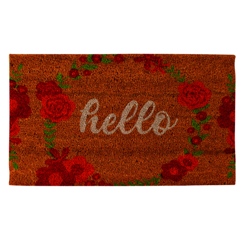 Maine & Crawford 70x40cm Hello Floral Coir Premium Doormat
