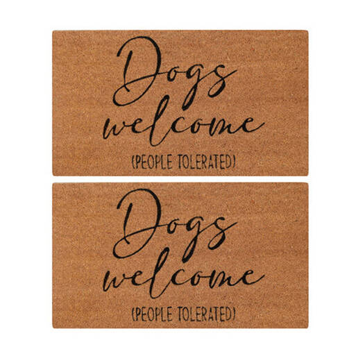 2PK Maine And Crawford Dogs Welcome People Tolerated Coir Doormat 70x40cm