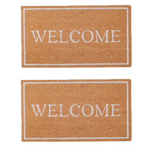 2PK Maine And Crawford Welcome Classic White Doormat 15mm Thickness 70x40cm