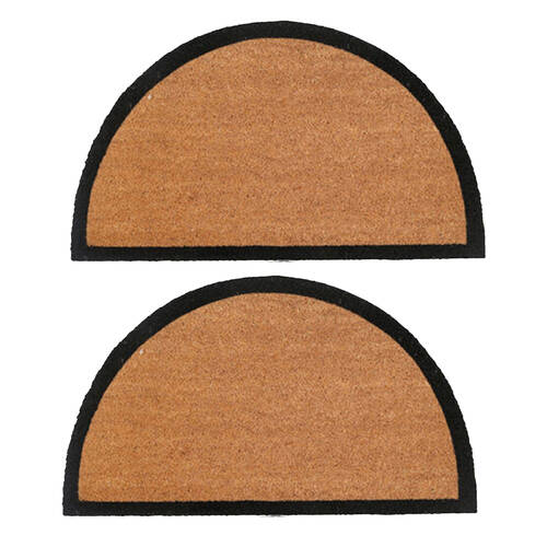 2PK Maine And Crawford Classic Black Border Semi Circle Doormat 70x40cm