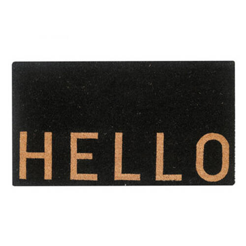 Maine And Crawford Charcoal Black Natural Hello Coir Doormat 70x40cm